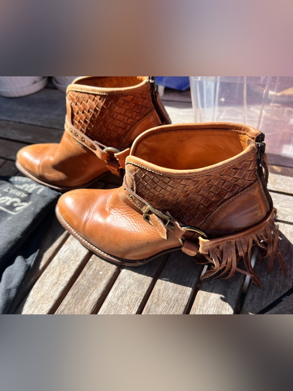 Ariat Woven Leather Boots in Tan